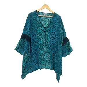Catherines Womens Top 3X‎ Lace Lightweight Beach Resort Boho Cruise Vacation